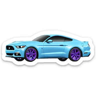 2017 ford mustang light blue with purple wheels sticker