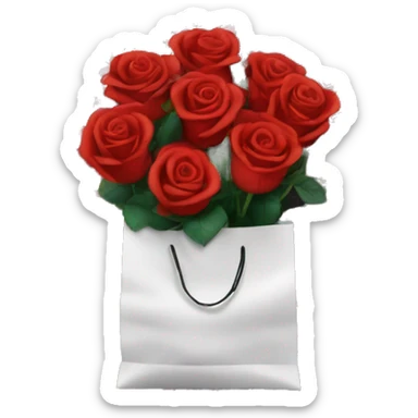 Roses in black gift bag sticker