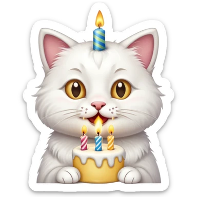 Happy cat blowing birthday candles sticker