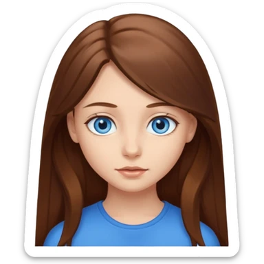 A girl with blue eyes and brown long hair sticker