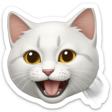 Gato blanco sacando la lengua  sticker