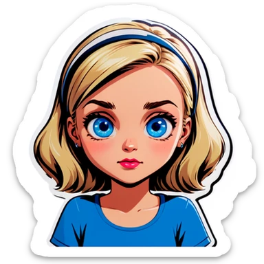Blonde girl blue eyes shrugging shoulders  sticker