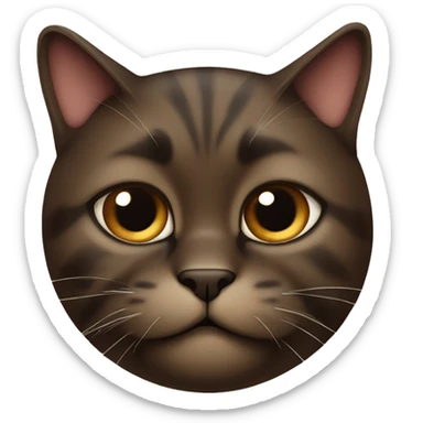 Dark-Brown-Fat-cat with a brown spot on the left eye to nose sticker