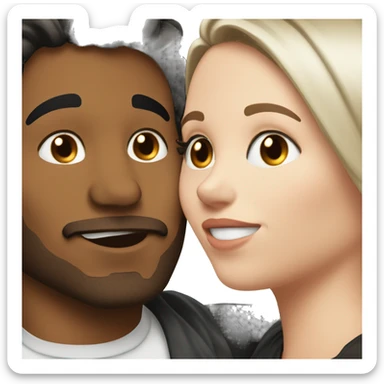 kiss-kiss white men with brown hair and white woman with black hair sticker