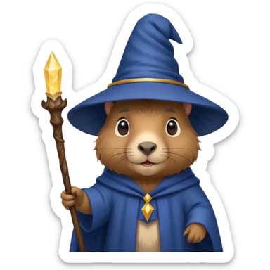 Cute baby capybara wizard sticker