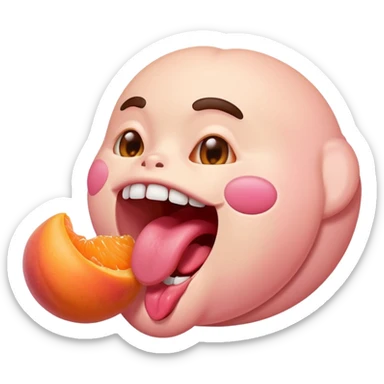 langue qui dépasse d'une bouche humaine ouverte et lèche un abricot sticker