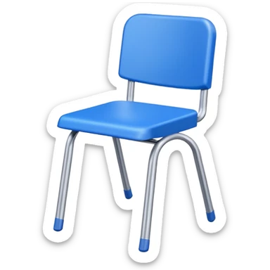 blue school plastic chair with arrow pointing away sticker