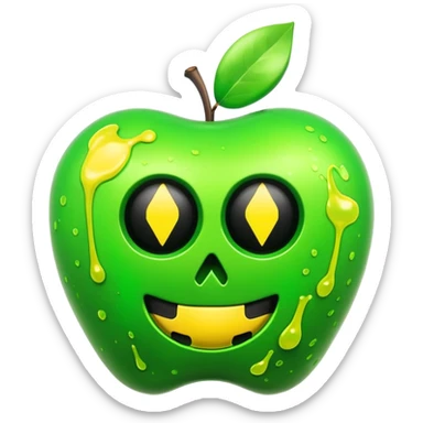 3D render of [INSERT OBJECT], toxic waste aesthetic, neon green bubbling liquid, caution yellow metal, industrial warning texture, Apple emoji style, isolated on white background --v 6.0 sticker