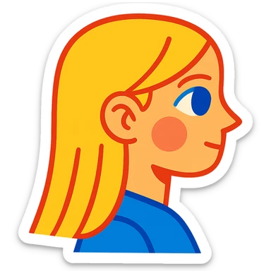 blonde girl with blue eyes, straight hair, side profile sticker