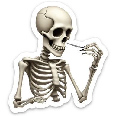 Skeleton painting its nails  sticker