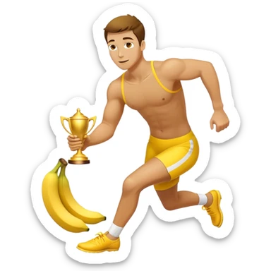 Athlete with prize in hand bleeping on banana peel  sticker