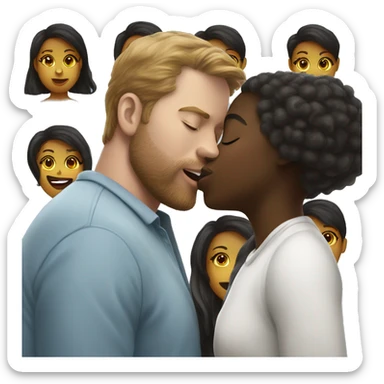 A blak grl kissing a white man sticker