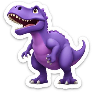 Purple dinosaur surprised by "Eureka" sticker