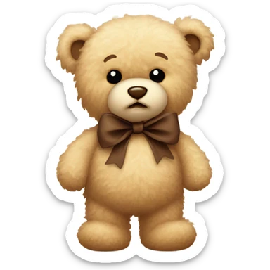beige fluffy cute teddy bear with brown bow🧸 sticker