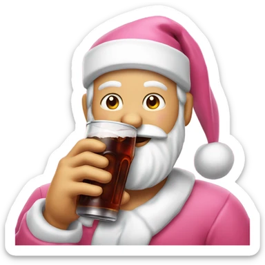 Pink Santa Claus drinking cola sticker