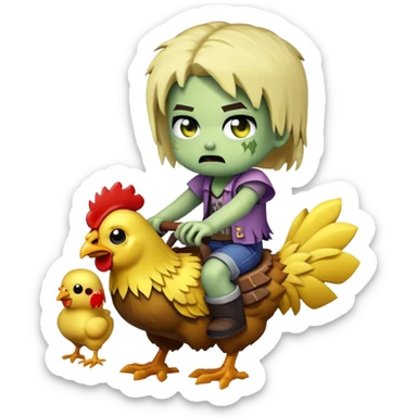 Baby zombie riding a chicken Minecraft sticker