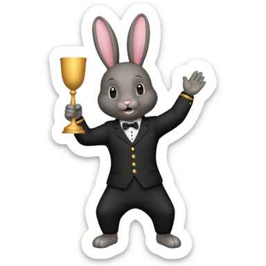 Lapin noir qui fête une victoire sticker