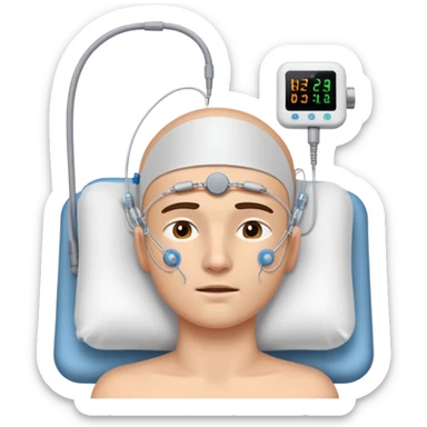 polysomnography sleep test with electrodes attached to head sticker