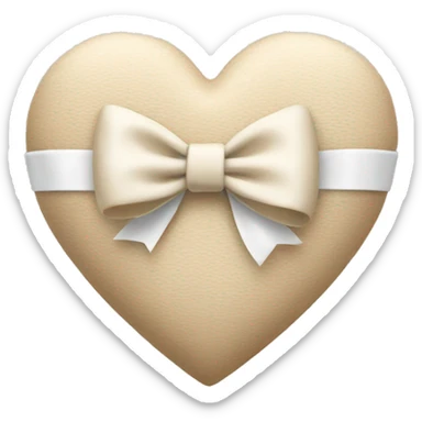 beige heart with white bow sticker