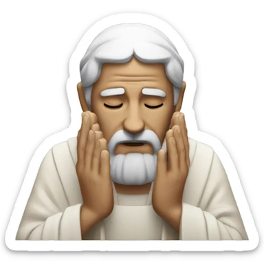 Stoic face with and hands in praying  sticker