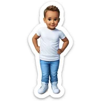 smiling boy in white shirt sticker