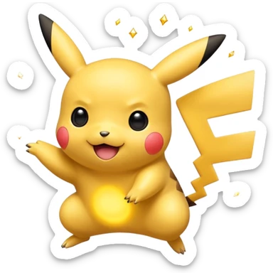 cute Pikachu Pokémon jumping with excitement and sparkling cheeks sticker