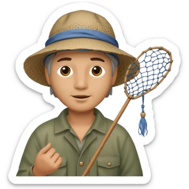 a fisherman is casting the fishing net sticker