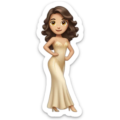 brunette with long hair, brown eyes, who dances ballroom dancing sticker