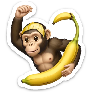 Banana with a head of chimpanzee sticker