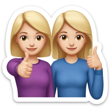 

a girl with a thumb ups and one with thumbs down 


 sticker