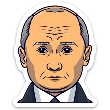 Vladimir Putin, Russian president, with serious face sticker