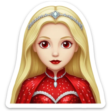 Bride of Dracula with long blonde hair, red sequin outfit sticker