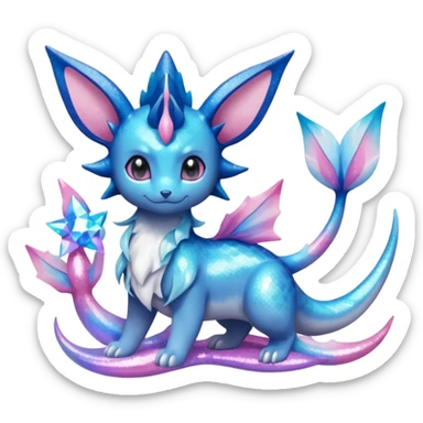 Nebulae Iridescent Glitter Scaled Shiny  Vaporeon-Glaceon-Sylveon-Amaura-Fakémon-fusion sticker
