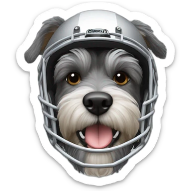 A dog schnauzer wearing football pads and helmet of the Bears sticker