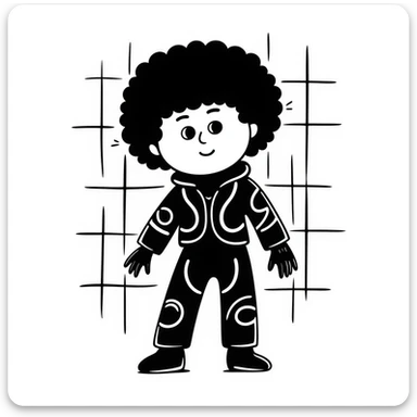 Cabbage Patch Kid in Tron-inspired armor, 80's retro sci-fi, digital grid background sticker