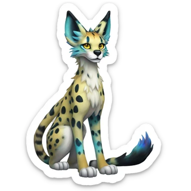 Epic Edgy Colorful ethereal eldritch Sergal-Serval-Fionbri full body  sticker