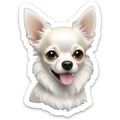 Chihuahua blanc poilu avec des taches noires  sticker