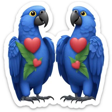 Hyacinth Macaw pair Full Body love with heart sticker