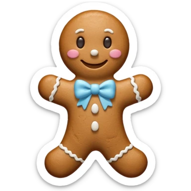 Gingerbread man with light blue bow sticker