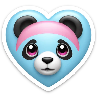 Baby blue heart with a pink panda by it sticker