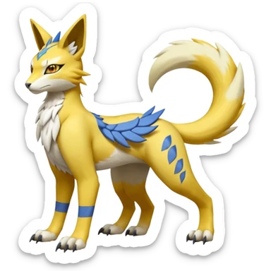 Latias-Vernid-Lombax-Koraidon-Renamon-Zeraora-Bastet-Fakémon-Digimon-hybrid-fusion-creature, full body sticker