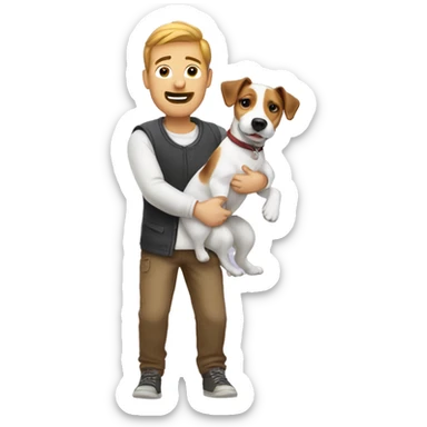 Guy with jack russel in arms sticker