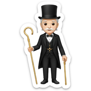 old man with gold cane and top hat sticker