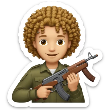 AK47 in hand, light skin male with curly hair  sticker