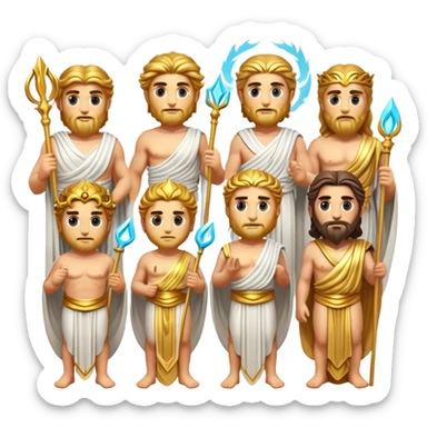 Cinematic Realistic Greek Gods Pop Culture Emoji, featuring mythic portrayals of ancient deities rendered with dynamic, ethereal lighting and classical detail. sticker