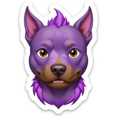 very tattoed brown face pitbull dog with purple spiky hair sticker
