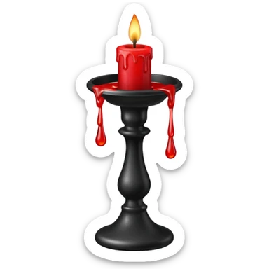 A gothic black candlestick with dripping red wax. sticker