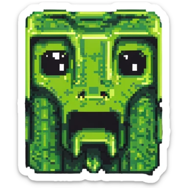 maximum blocky ultra-abstract pixel art Minecraft creeper face emoji with only 2-4 large square pixels sticker