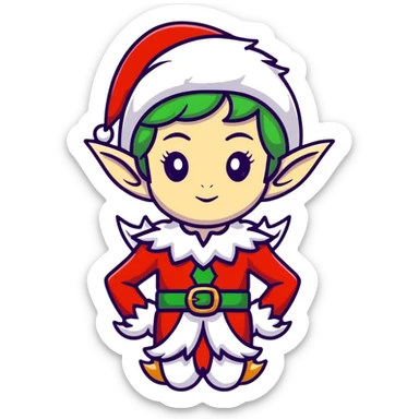 attractive female elf with refined features, elaborate fantasy attire sticker