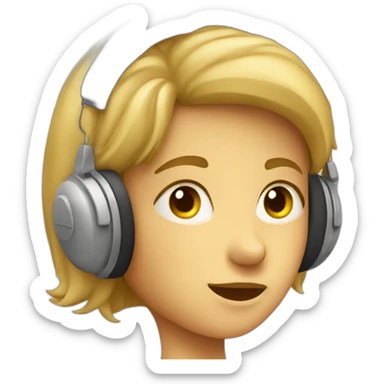 young traveller listening to audio sticker